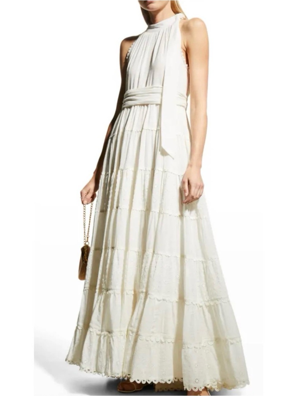 HEMANT & NANDITA Belted Cotton Dress Off White Size XS